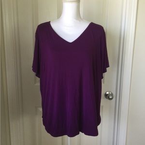 Allison Izu striped t shirt v neck purple